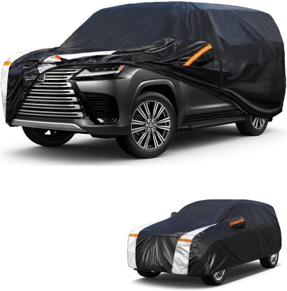Large SUV Car Cover for Chevy Suburban 100% Waterproof All Weather, Heavy Duty Outdoor Full Exterior Covers Rain Sun Wind UV Protection. - Colors A