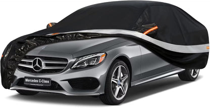 10 Layers Car Cover Custom Fit for Mercedes Benz C Class C250 C300 C43 C63 (1993-2026), Waterproof All Weather for Automobiles, Outdoor Full Cover Sun Dust Rain Protection with Cotton. Black - Colors B