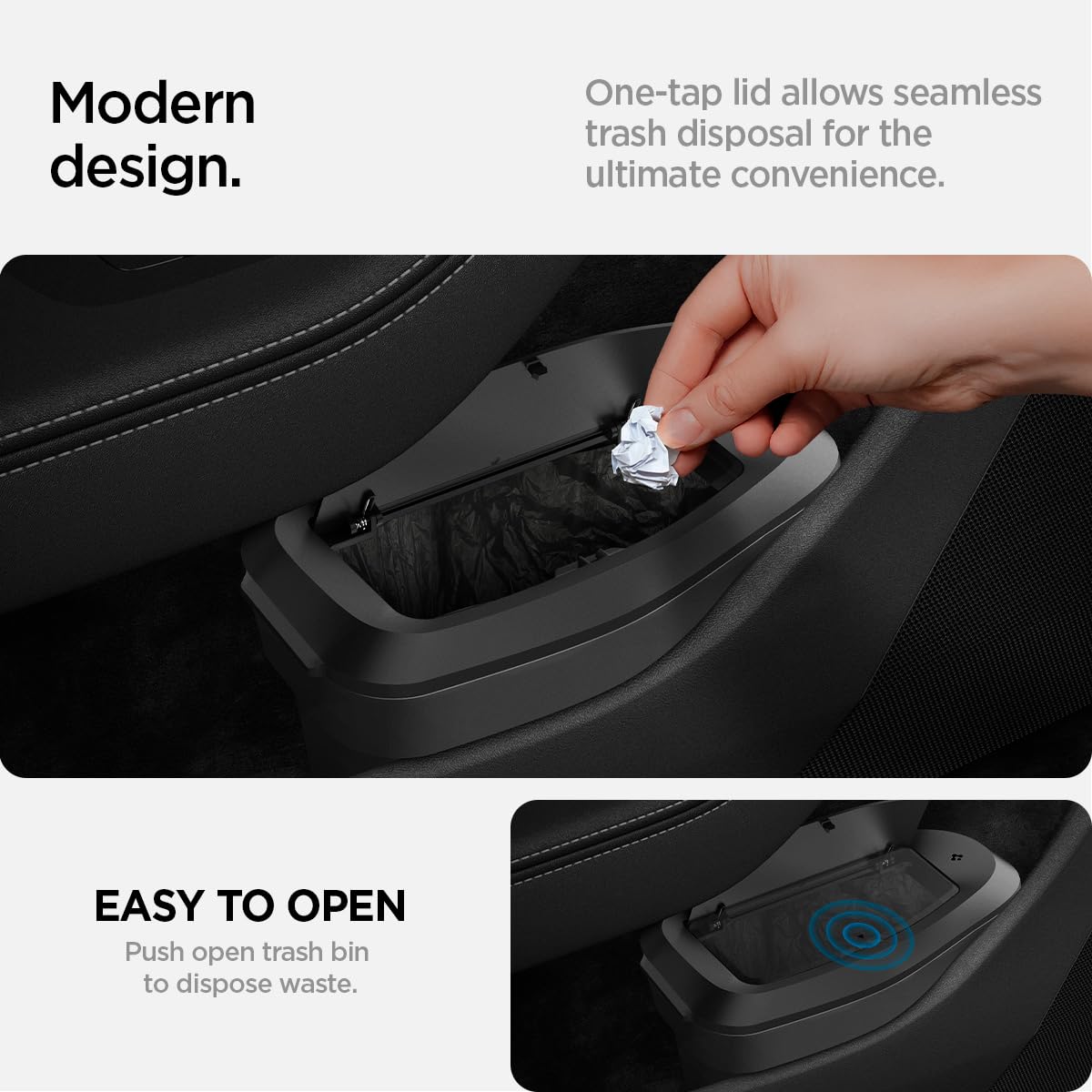 Spigen Door Pocket XL Car Trash Can [with Magnetic Lid] Waterproof Door Pocket Organizer 2025 2026 Tesla Model Y Juniper Premium & Performance Accessories - Driver Side Only