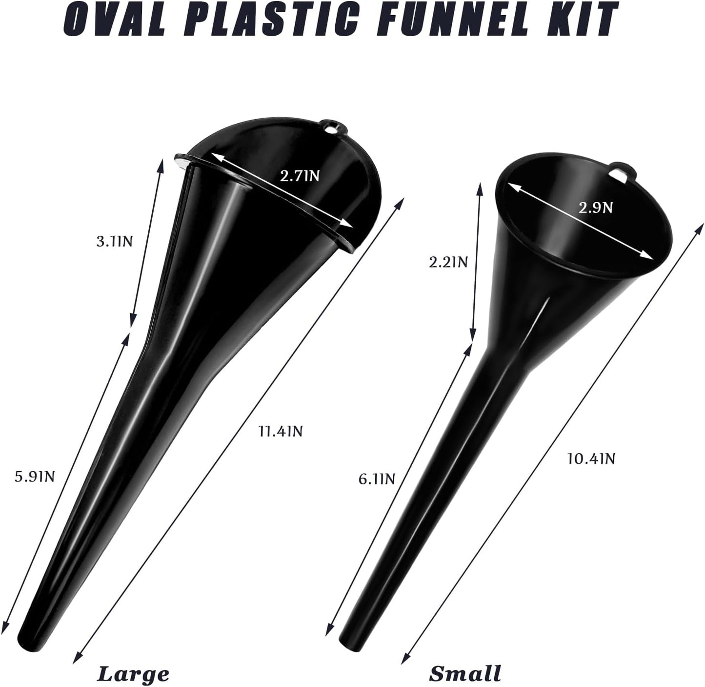 DXNQ Oil Funnel, Automotive Multi-Function Plastic Fuel Funnel with Long Neck, Universal Engine Oil Funnel for Filling Oils Gas Lubricants and Fluids, Car Accessories (Black)