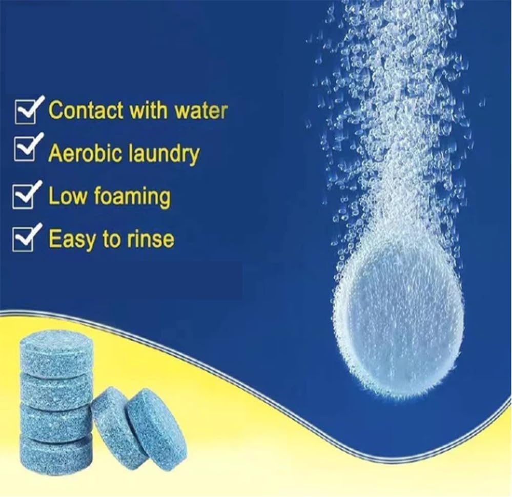 Solid Wiper Cleaner, Concentrated Washer Fluid, Car Windshield Wiper Washer Fluid, Solid Wiper Effervescent Tablet Concentrated (5 Boxes)