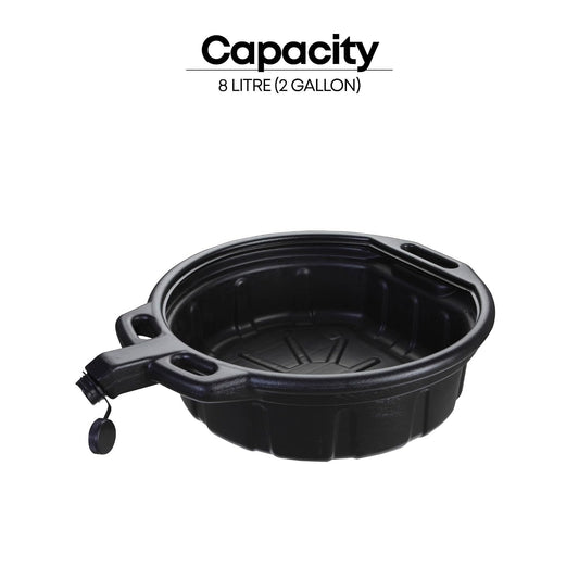 Groz 15 Quart Oil Drain Pan with Wheels & O-Ring Seal - 8" Wide Opening, Catch Basket, Leak-Proof Spout for Trucks, Cars, Fleet Maintenance (41966)