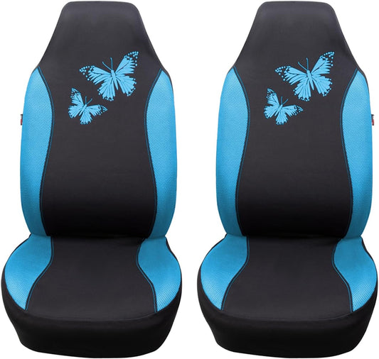 Flying Banner Butterfly car seat Covers ful Set Fashion Universal Lady Woman Female Rear Bench Split Colorized (Pink, 2 Fronts - Lace)