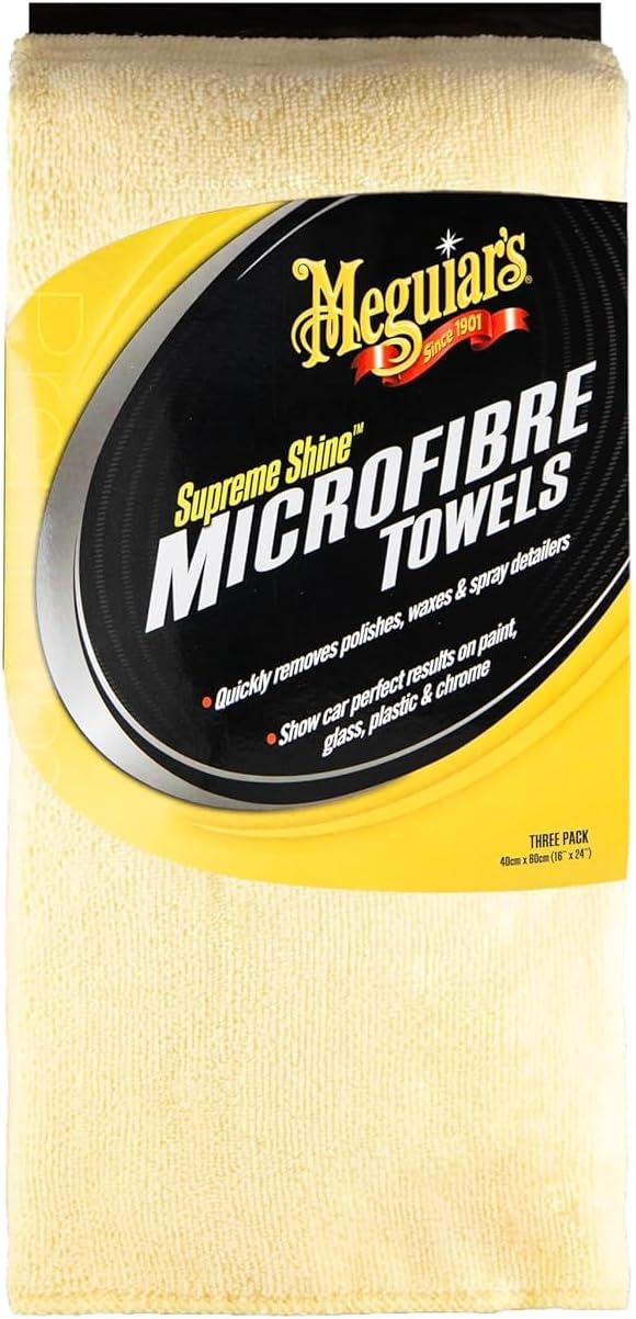 Meguiar's Supreme Shine Microfiber Towels for Cars, Ultra-Plush Car Microfiber Towel Set for Quickly Removing Product Without Leaving Swirls on Paint, Glass, Plastic, or Chrome