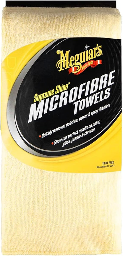 Meguiar's Supreme Shine Microfiber Towels for Cars, Ultra-Plush Car Microfiber Towel Set for Quickly Removing Product Without Leaving Swirls on Paint, Glass, Plastic, or Chrome