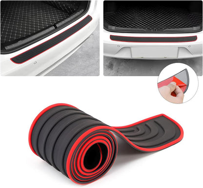 Car Rear Bumper Protector Guard, Anti-Scratch Abrasion Rubber Trunk Door Entry Sill Guard, Non-Slip Vehicle Trim Cover Protection Strip, Car Accessories for Most Cars and SUV (Black/Red/35.4" x2.7)