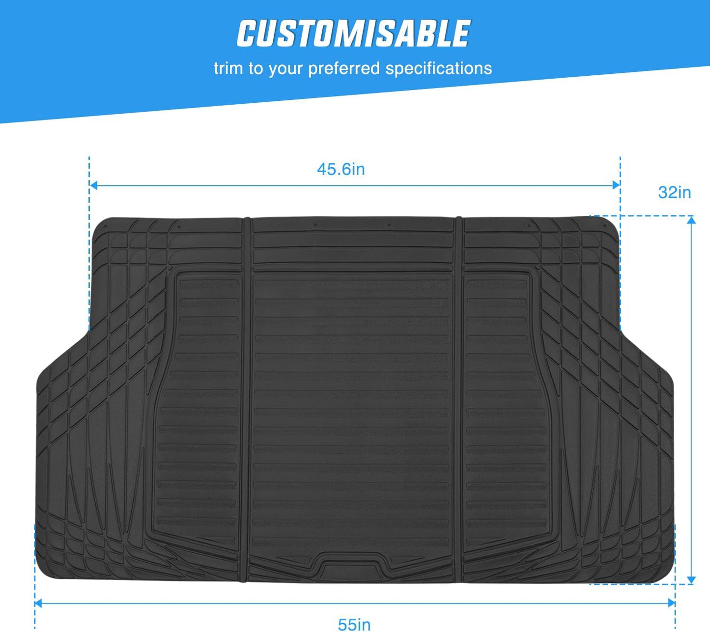 Nilight Rubber Cargo Mats for Cars Trucks SUVs,Universal Trim to fit for Most Vehicles,All Weather Protection Heavy Duty Cargo Liners