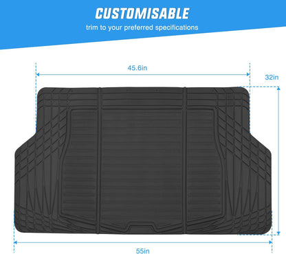 Nilight Rubber Cargo Mats for Cars Trucks SUVs,Universal Trim to fit for Most Vehicles,All Weather Protection Heavy Duty Cargo Liners
