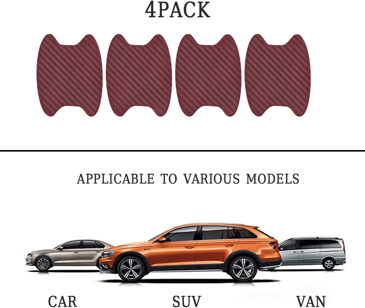4PCS Sticker, Carbon Fiber Anti-Scratches Car Door Cup Protector, Non-Marking Auto Door Handle Protective Film, Universal for Most Car Handles (Black/4PCS)