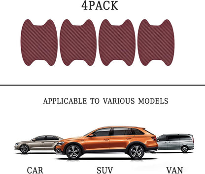 4PCS Sticker, Carbon Fiber Anti-Scratches Car Door Cup Protector, Non-Marking Auto Door Handle Protective Film, Universal for Most Car Handles (Black/4PCS)