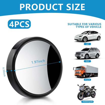 OBTANIM 4 Pack Blind Spot Mirror 2 Inch Angle Adjustable HD Glass Round Car Side Rear View Convex Mirror Accessories with Frame for Car SUV Trucks Motorcycles