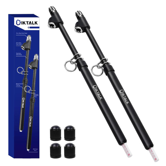10-Pack Heavy Duty Dual Head Tire Pressure Gauge (10-150 PSI, 1-10 Bar) for Semi Trucks, RVs, Cars, Motorcycles - 12 Inch