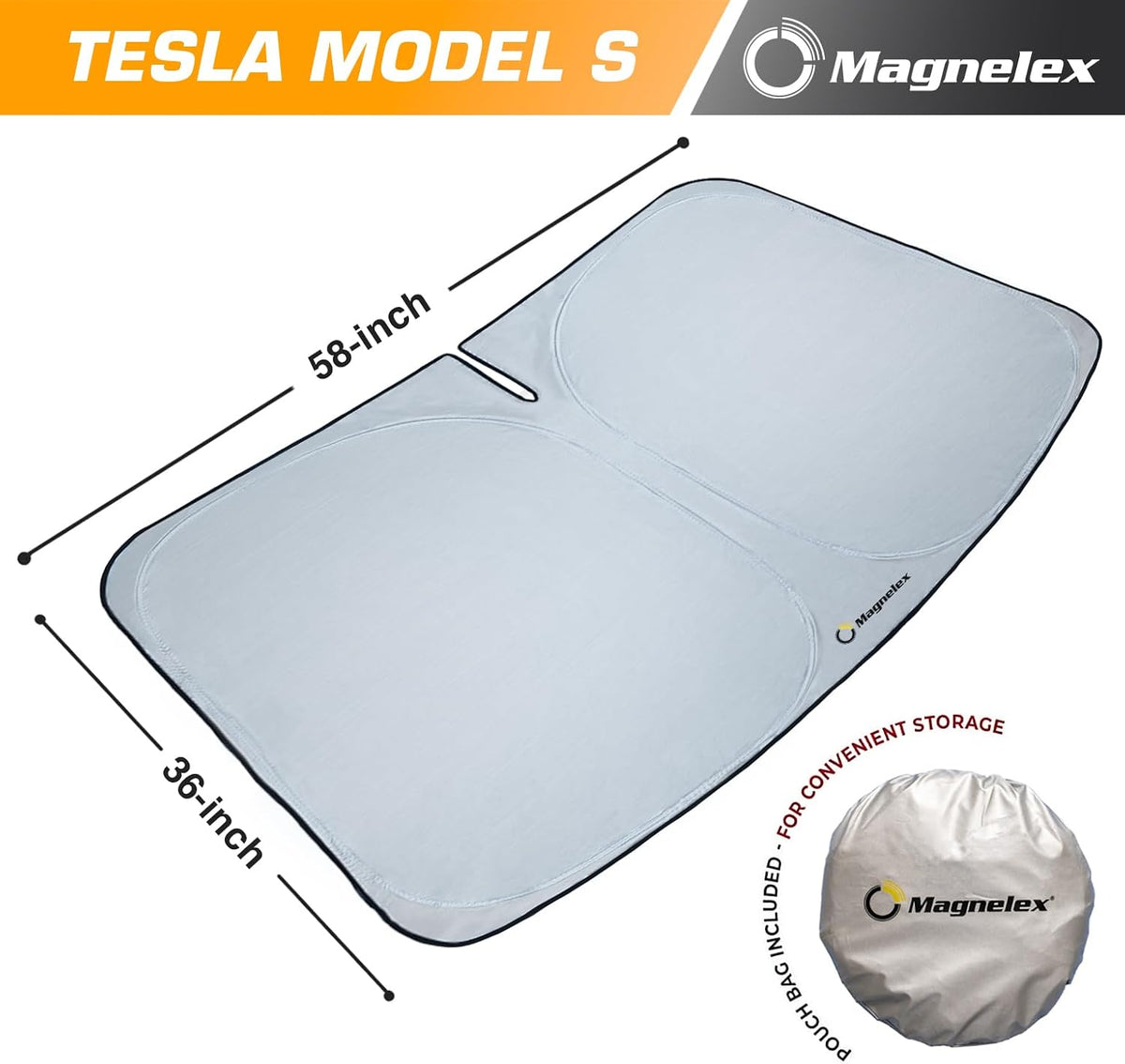 Magnelex Car Windshield Sunshade – Double-Layer Design for 2X Heat Blocking, Blocks UV Rays, Foldable Sun Shade for Cars, Trucks & SUVs, Keeps Interior Cooler, Medium (59 x 31 in)
