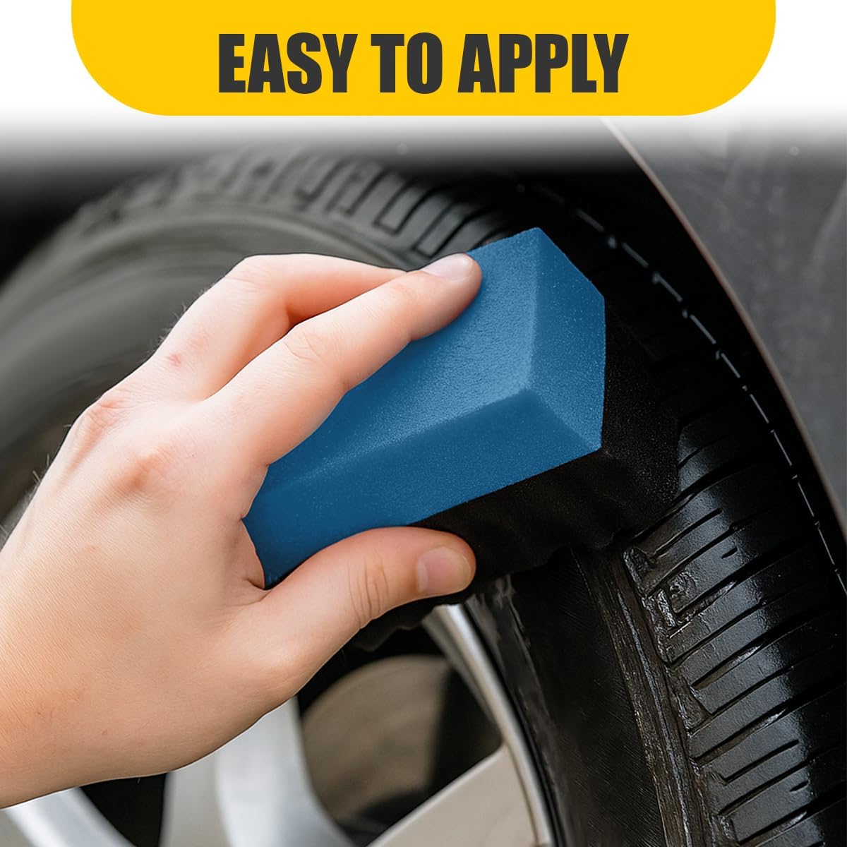 Car Tire Dressing Applicator Pad, Soft Sponge Tire Shine Applicator, Reusable Washable Wax Sponge, Anti-Spill Corrugated Surface Tire Care Cleaning Pad for Auto Detailing(Black&Green)