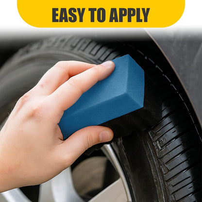 Car Tire Dressing Applicator Pad, Soft Sponge Tire Shine Applicator, Reusable Washable Wax Sponge, Anti-Spill Corrugated Surface Tire Care Cleaning Pad for Auto Detailing(Black&Green)