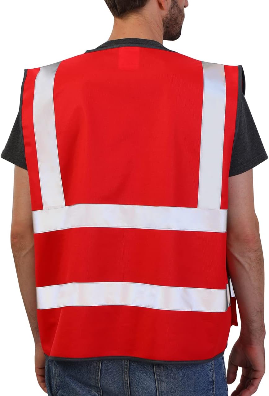 Dib Safety Reflective Safety Vest for Men Women, High Visibility Vest with Pockets and Zipper, ANSI Class 2