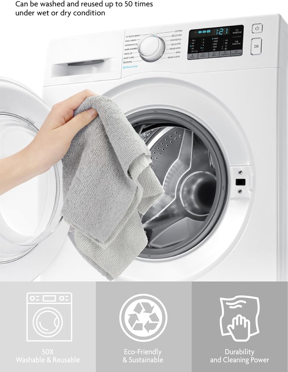 Fantasticlean Microfiber Cleaning Cloth Roll -75 Pack, Tear Away Microfiber Towels, 12" x 12", Reusable, Washable, Scratch Free, Ultra Absorbent for All-Around Cleaning Supplies (DimGray)