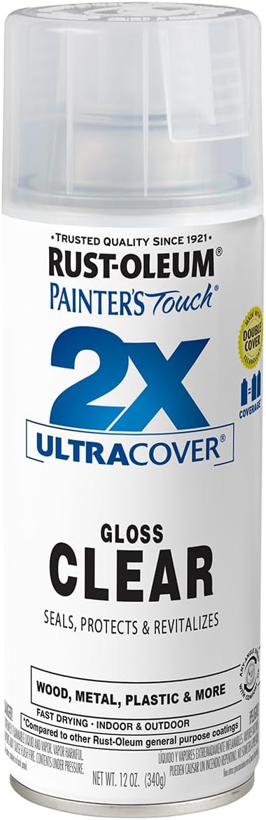 Rust-Oleum 334029 Painter's Touch 2X Ultra Cover Spray Paint, 12 oz, Gloss Clear - Colors A