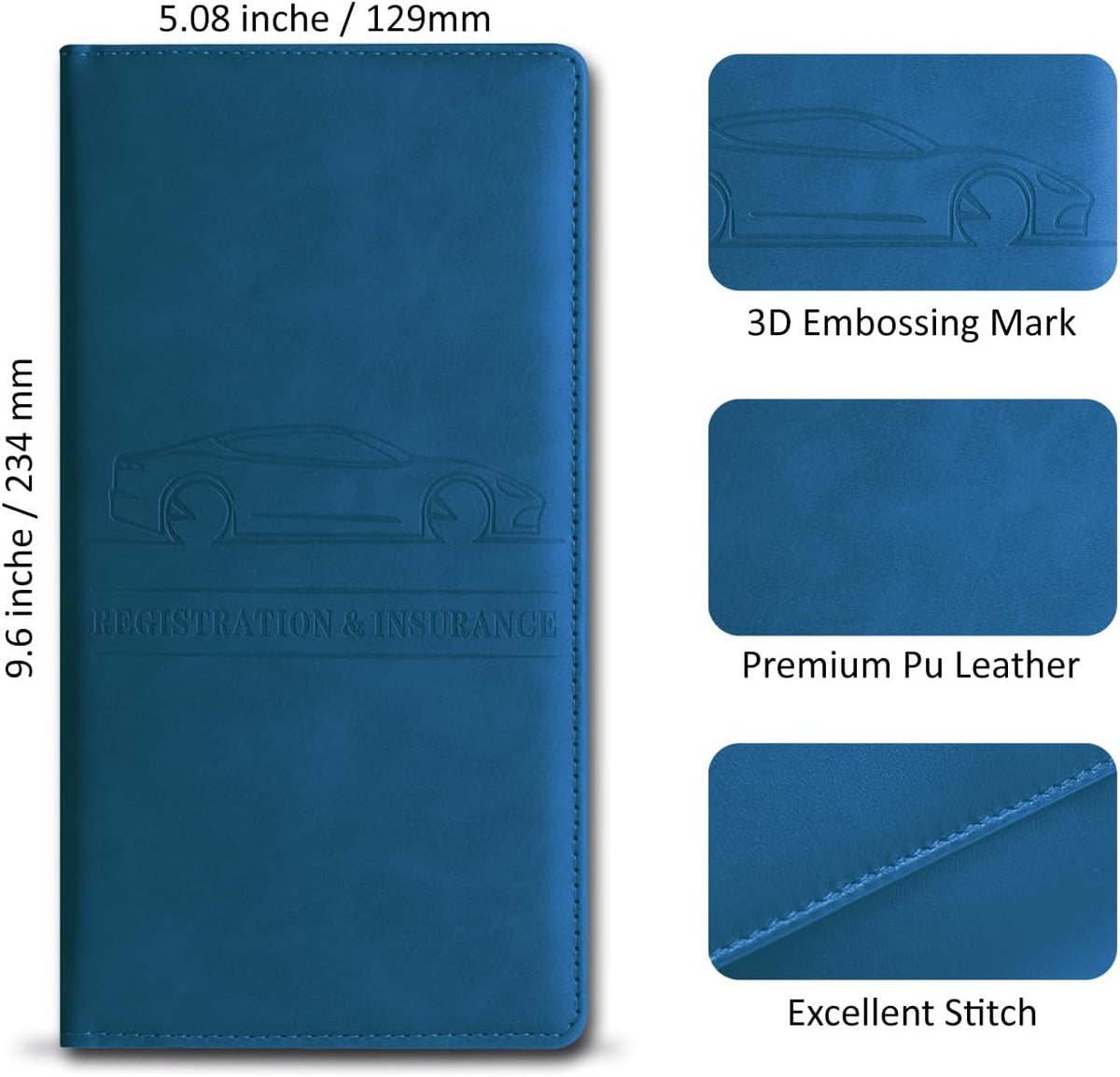 Car Accessories Registration and Insurance Holder,Leather Essential Card Magnetic Shut Vehicle Glove Box Organizer Case for Auto Driver License Document Truck Motorcycle Boat Men Women,Black
