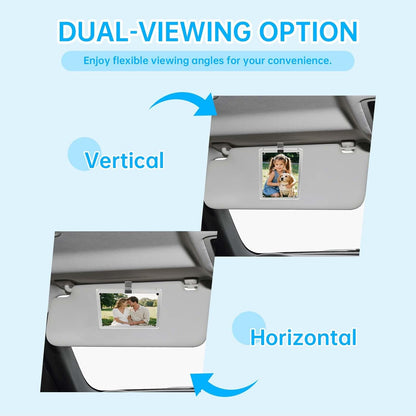 2 Pack Magnetic Car Visor Photo Holder – Personalized Acrylic Clip for Family, Pets, Travel Pictures – Easy Snap-On Car Accessory for Sun Visor (2 Pack, 2.4''x3.5'')