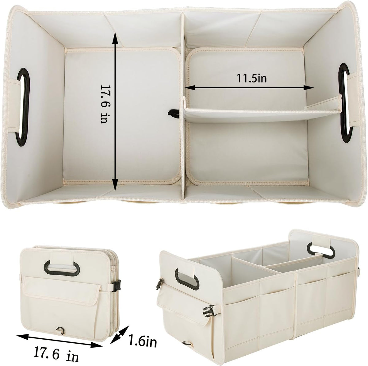 titiyiof Trunk Organizer For Suv & Sedan,Car Organizers and Storage, Waterproof Collapsible & Adjustable Straps,Sturdy Car Organization for Car Accessories, Tools,Food，Sundries,2-3 Compartment（Beige）