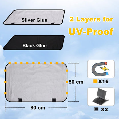 Lechin Car Window Shades for Side Window, 2 PCS, 31.5 x 20 in | For Baby, 10 M40 Magnets, Block Heats and UV Rays