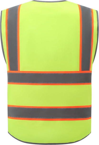 XIAKE Reflective Safety Vest for Men & Women High Visibility Class 2 Vest with Pockets Meets ANSI Standards
