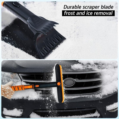 EcoNour 27" 3 in 1 Snow Brush with ice Scraper for car Windshield and Window | 360° Aluminum Rotatable Snow Brush for car | Winter Snow Removal Tools with Detachable Foam Grip | Winter Car Accessories