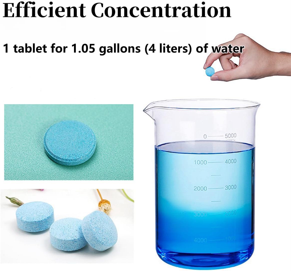 Windshield Washer Tablets, Fast Dissolving, Solid Windshield Wiper Fluid, for Cleaning Car Windshield, Mirrors and Windows (6)