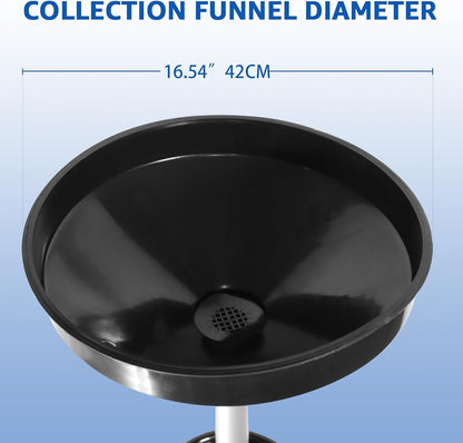 HKTE 2.6Gallon（10L） Oil Drain Pan, Heavy Duty Leak-Proof Low Profile HDPE Container with Wide Mouth Funnel & Reinforced Handles for Cars, SUVs & Trucks