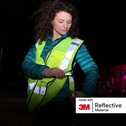 Salzmann Breakaway Mesh Reflective Vest | Hi Vis Vest | US ANSI/ISEA 107 | Made with 3M Reflective Material | 5-Point Breakaway with Pockets & Zipper | Yellow, Orange – 5 Sizes