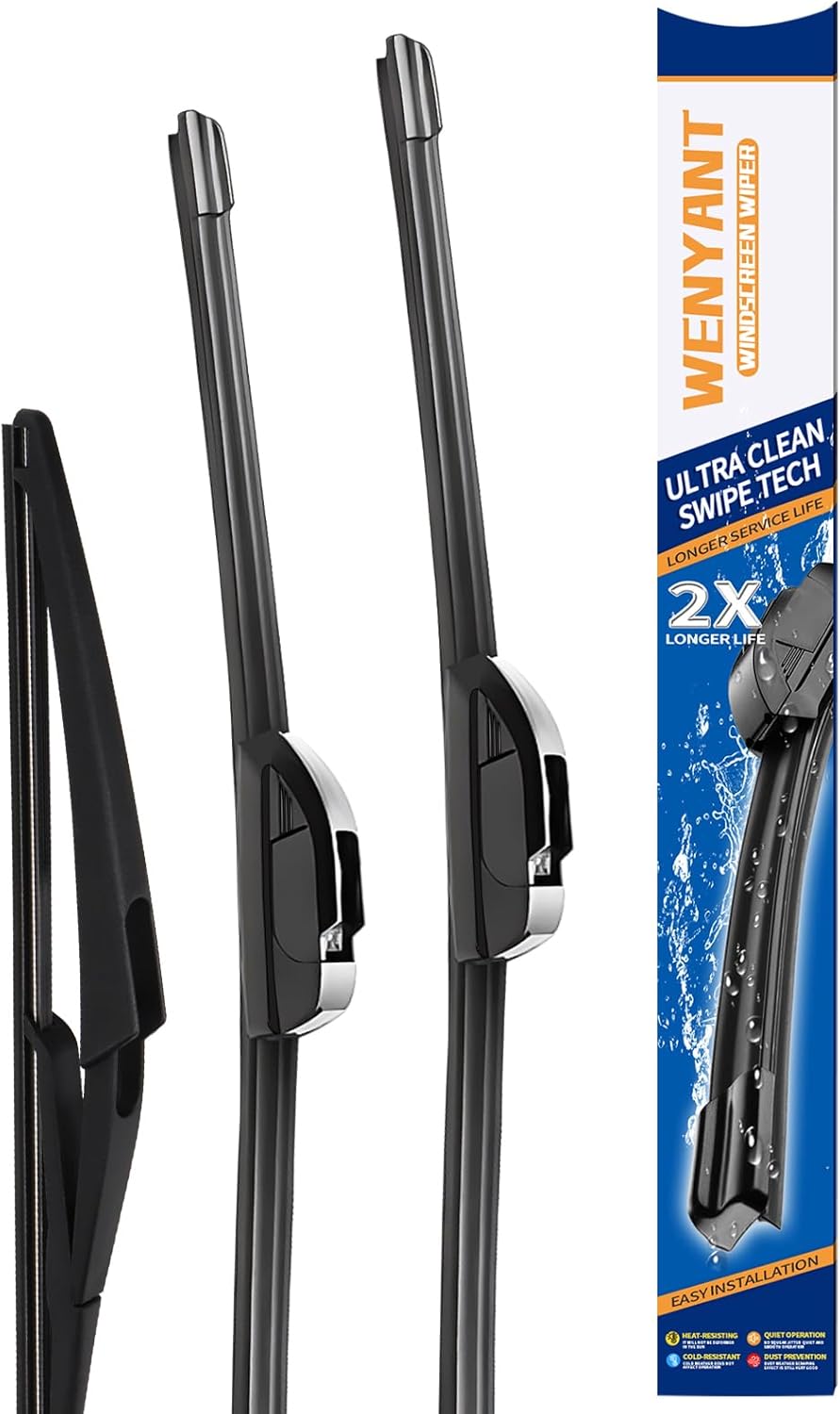 26"/19"/16" Windshield Wipers Compatible with Toyota Prius 2010-2015 Front and Rear Wiper Blades for My Car Automotive Replacement (Set of 3) - Colors B