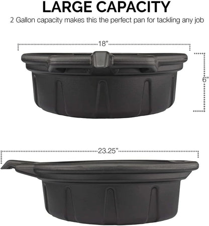 NEIKO 20760A 4 Gallon (16L) Anti-Splash Drain Container with Pour Spout, Black Plastic Drip Catcher for Fluid Changes