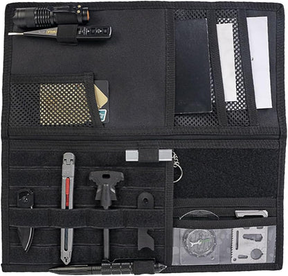 ZIMISI Tactical Molle Car Visor Organizer, 600D Oxford Cloth Truck Visor Molle Panel Sunshade Storage Pouch Holder with Multi-Pocket, Tactical Gear Car Sun Visor Organizer for Most Cars (Black)