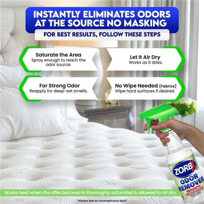 ZORBX Unscented Odor Eliminator for Strong Odor 2 Fl Oz, Pack of 1 - Used in Hospitals & Healthcare Facilities - Advanced Formula, Fast-Acting Odor Remover Spray for Dog, Cat, House & Carpet