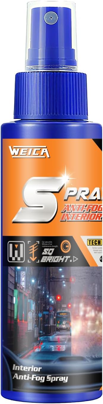 Spray Anti-Fog Interior - for Car Windshield, Bathroom Mirrors, Swim Goggles - Long-Lasting Clarity, Streak-Free Formula 100ML
