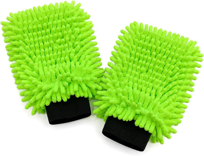 2PK Chenille Microfiber Car Wash Mitt – Ultra-Soft, Scratch-Free, Highly Absorbent Wash Mitts for Car Washing & Detailing, Lint-Free with Rich Foam (8.27" x 6.3")