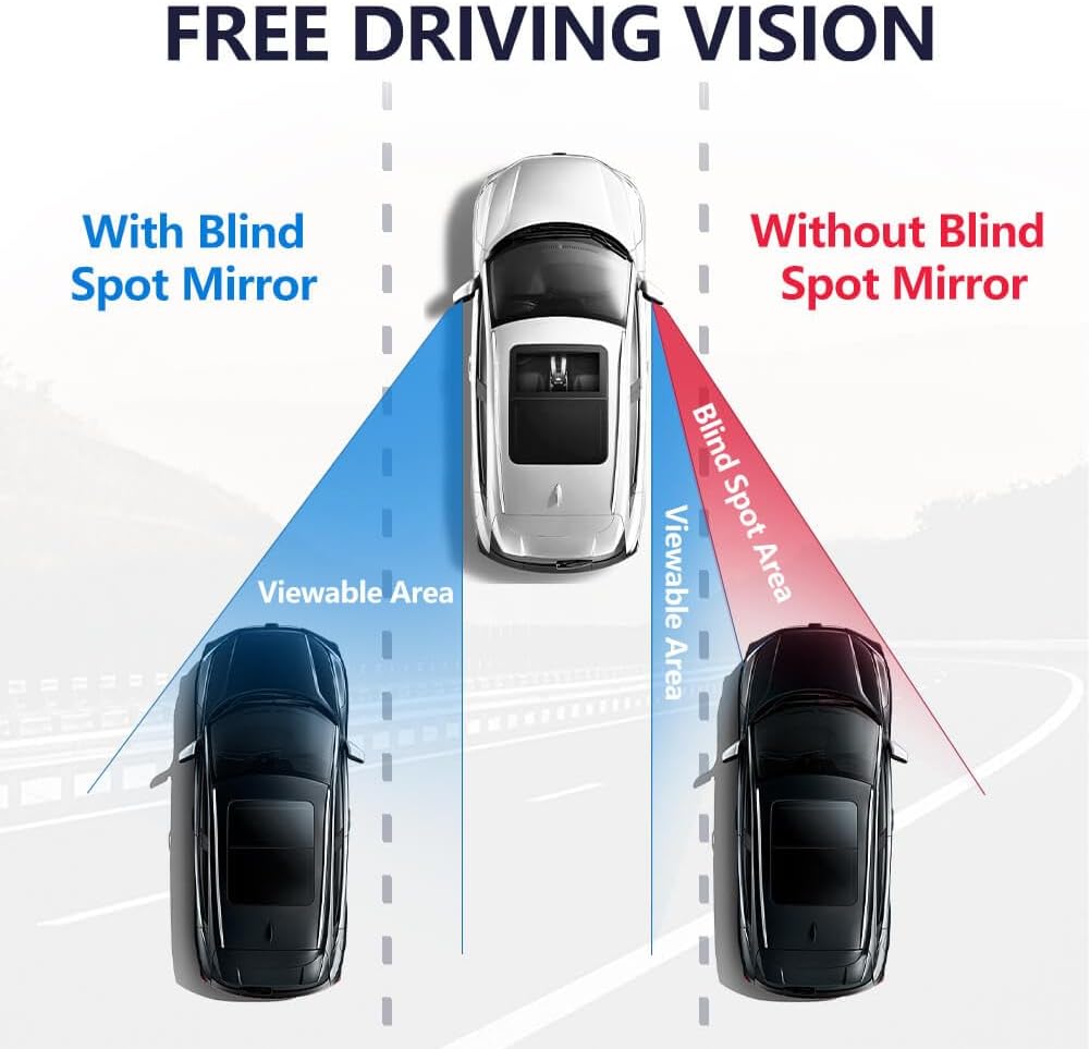 Blind Spot Mirror, Amfor HD Glass Convex Lens Frameless Adjustable Blind Spot Mirror for All Universal Vehicles Car Stick-on Design (2 PCS) (Rectangle)