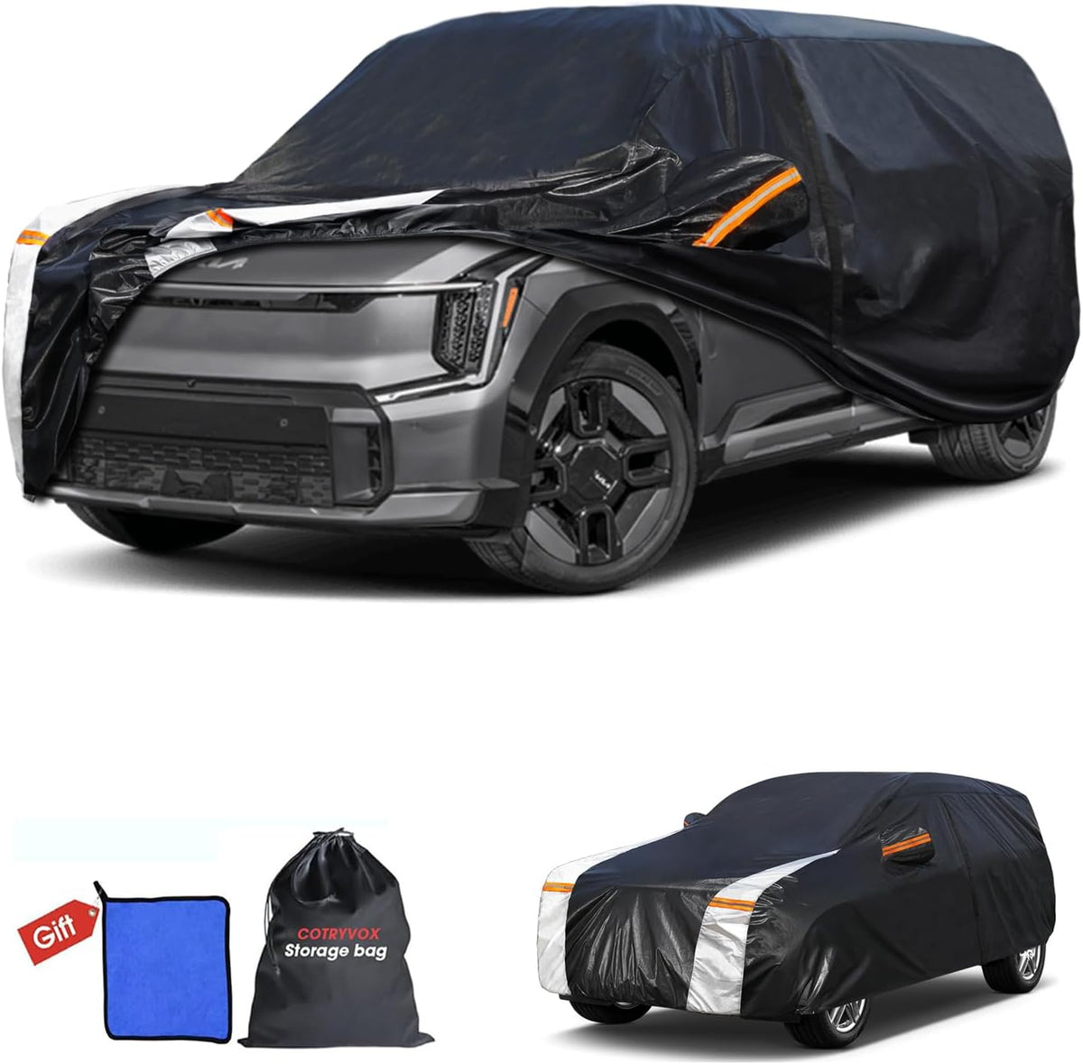 Large SUV Car Cover for Chevy Suburban 100% Waterproof All Weather, Heavy Duty Outdoor Full Exterior Covers Rain Sun Wind UV Protection. - Colors A