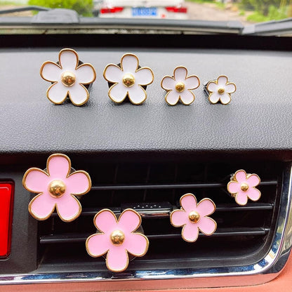 Car Air Freshener Vent Clips for Women 8 Pieces Cute Car Vent Clips Decorations Daisy Flower Car Accessories Air Freshener Clips for Christmas Anniversary Girls Gift (8 pcs white pink)