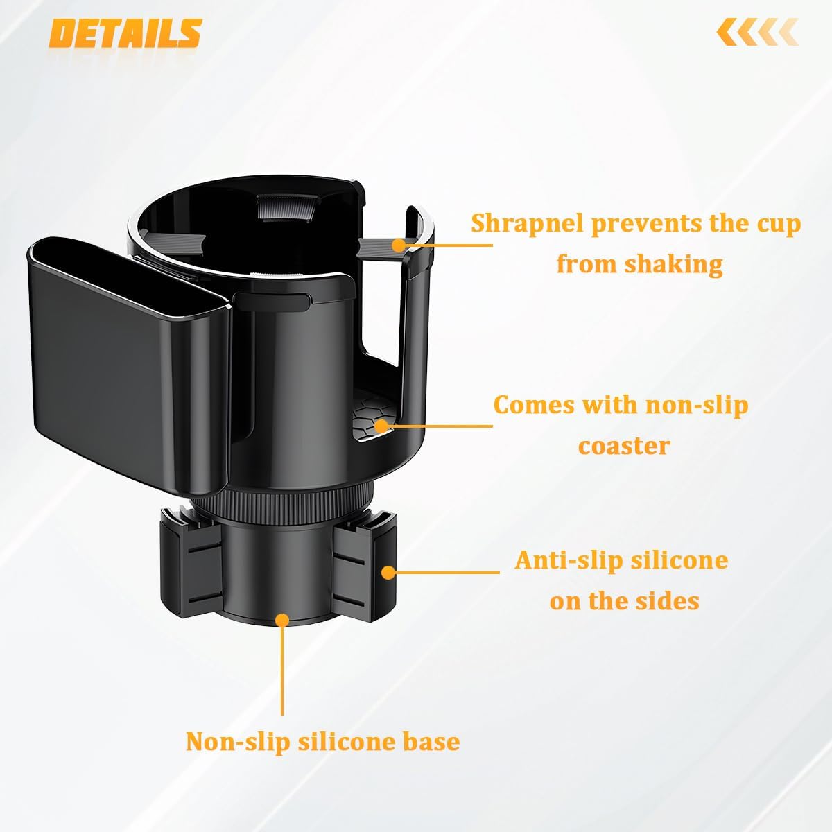 Car Cup Holder Expander, 2 in 1 Expandable Base Vehicle Cupholder Adapter with Phone Holder, Automotive Interior Water Bottle Insert Extender, Universal for SUV RV Truck