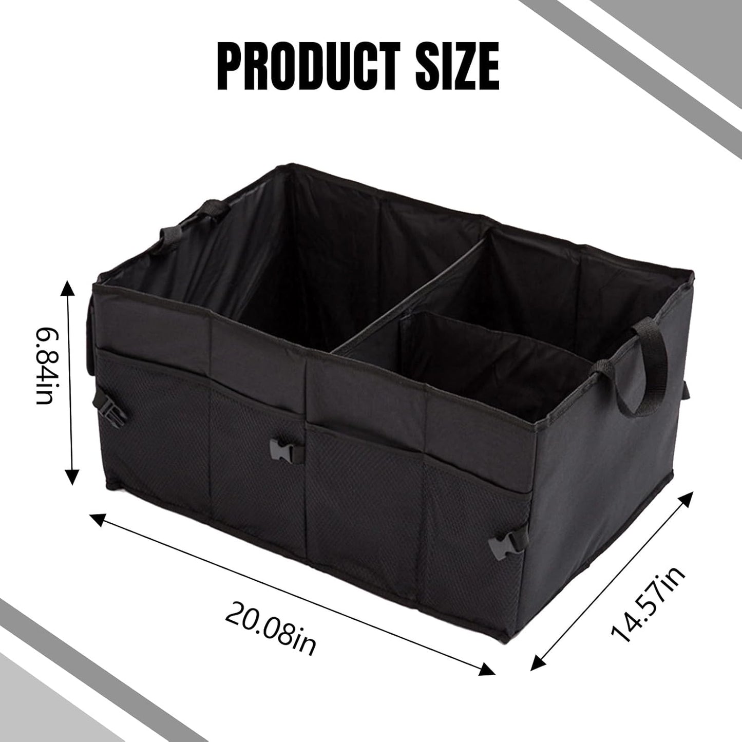 Hovom Car Trunk Organizer, Collapsible Trunk Backseat Organizer, Multi-Compartment Car Organizers and Storage, Foldable Trunk Storage Organizer for SUV, Road Trip Essentials Accessories (1PCS)