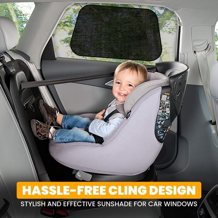 EcoNour Car Window Shades for Baby (4 Pack) | Protects Baby from Window Sun & Heat | Sun Shade Side Windows for Kids | Automotive Sun Protection from UV | Child Safety Accessories | Medium - 20"x12"