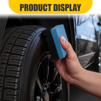 Car Tire Dressing Applicator Pad, Soft Sponge Tire Shine Applicator, Reusable Washable Wax Sponge, Anti-Spill Corrugated Surface Tire Care Cleaning Pad for Auto Detailing(Black&Green)
