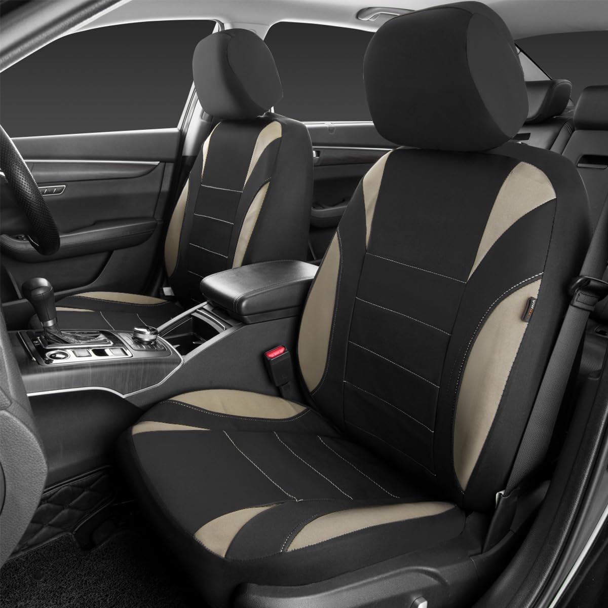 CAR PASS Waterproof Car Seat Covers Front Seats Only with 5mm Composite EVA, Neoprene Car Seat Cover with Separate Headrest Cover, Quick Setup Universal Fit for Car SUV Trucks,Airbag Compatible（Gray