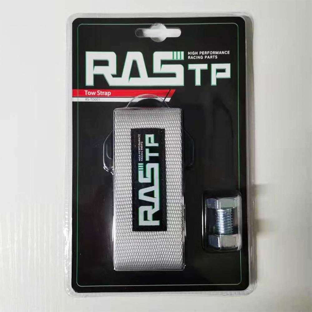 RASTP High Strength Racing Tow Strap, Tow Hook Fit for Front or Rear Front Bumper Decorative Trailer Belt (Black)