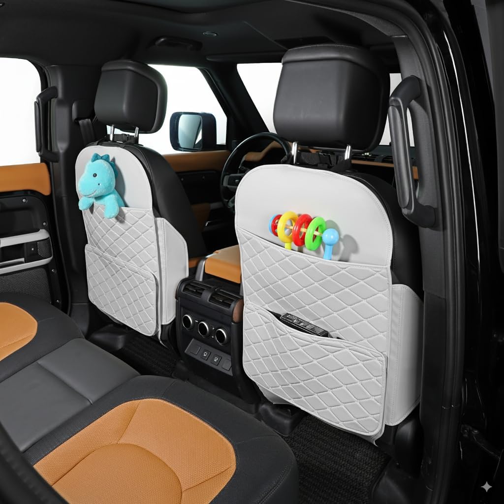 TAIKOO Seat Back Protector + Large Capacity Pocket Storage Organizer,Preventing the Impact of Children Stepping on the Seat Backrest (Black)