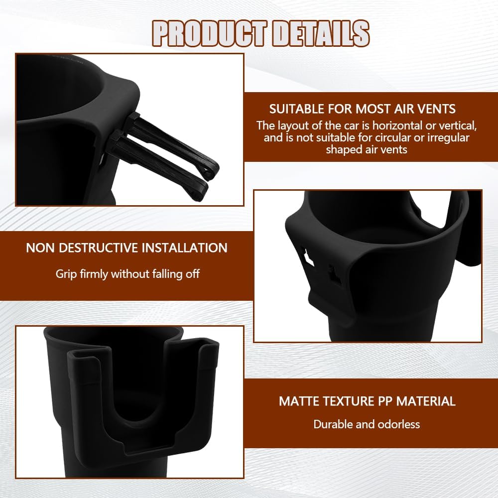 Car Cup Holder Expander, Cup Holder for Car, 2-in-1 Mobile Phone Drink Adapter, Auto Interior Accessories Multifunction Auto Seat Back and Armrest Box Storage Device for Most Vehicles (Black)