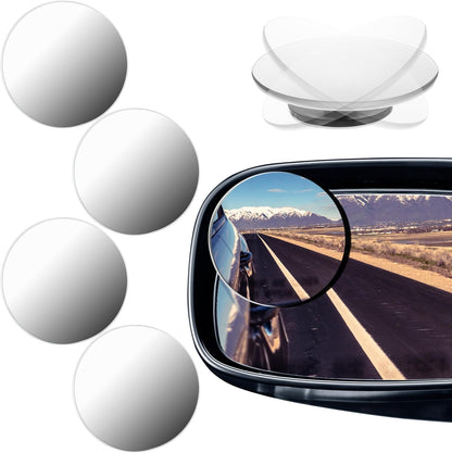 BBTO 4 Pcs Blind Spot Car Mirror 360 Convex Degree Adjustabe Glass Traffic Safety Rear View Mirror Spot Frameless Adjustable Self Adhesive Angle for Larger Image Exterior Accessories (Rectangle)