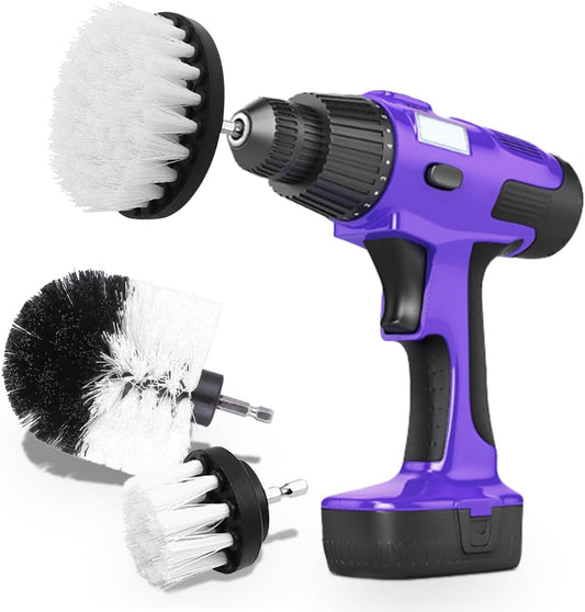 3PCS Car Detailing Drill Brush Set, Car Interior Power Scrubber Brush, Wheel Cleaner Drill Brush, Car Wash Cleaning Kit for Floor, Grout, Car Mats, Tub, Tile, Bathroom, Carpet (Yellow)
